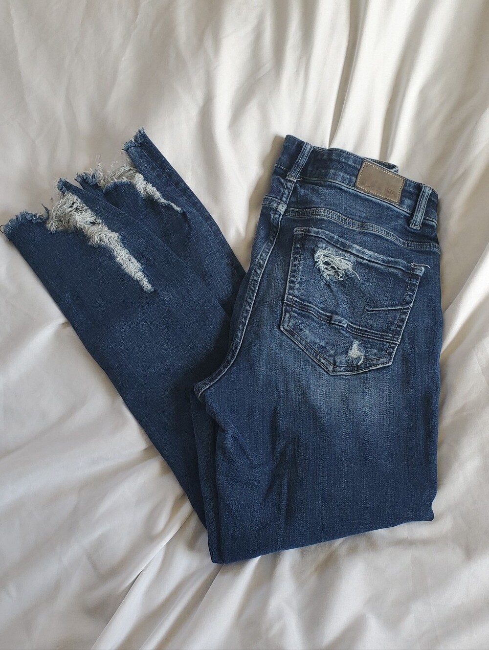 BKE Payton Distressed Ankle Skinny Jeans Universal Fit, Sz 27 (Actual W29/L26)